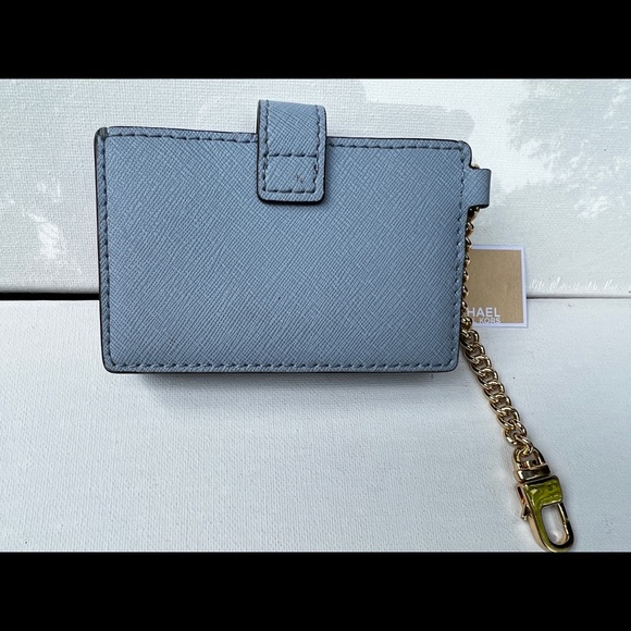 Michael Kors Karla Pale Blue Card Case Leather - Picture 3 of 10